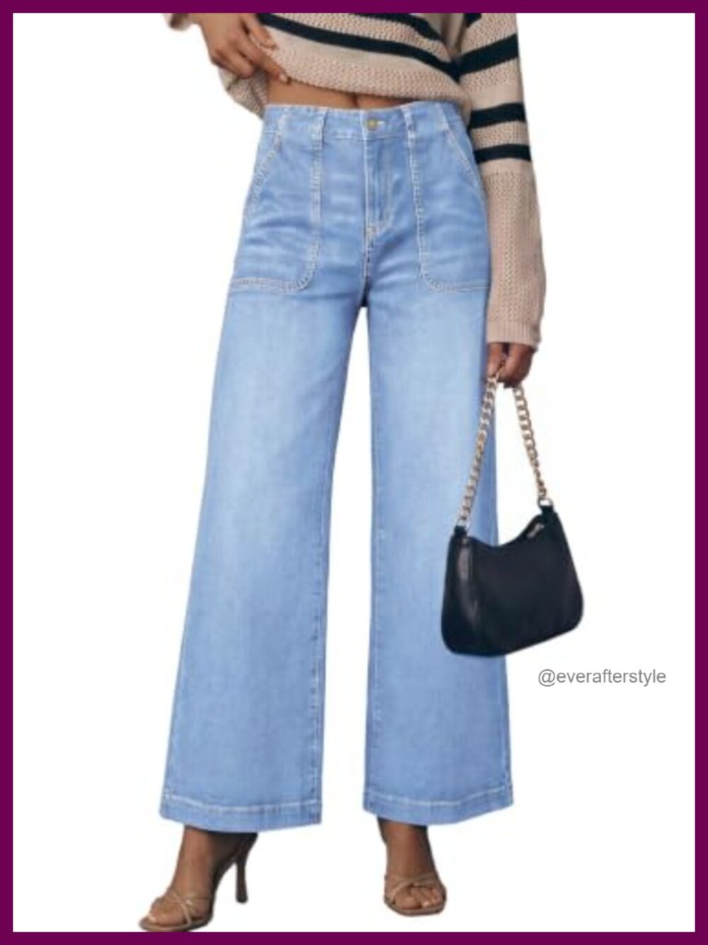 Wide Leg High Waisted Baggy Stretch Denim Jeans